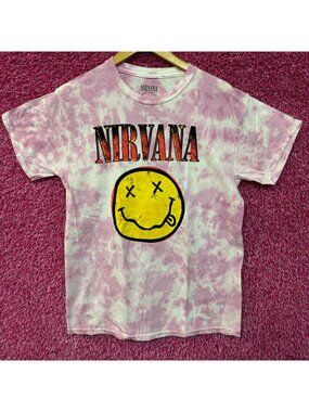 Nirvana Nevermind Smiley Face tiedye grunge Tshirt size medium